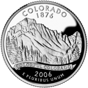 image of the Colorado Quarter and Longs Peak